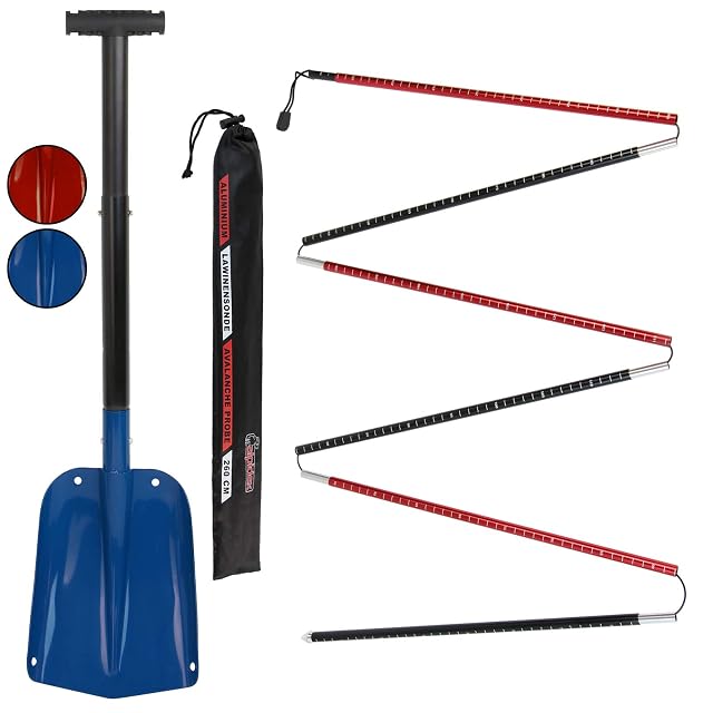 Kit avalanche ALPIDEX avec pelle pliante en aluminium et sonde bleue