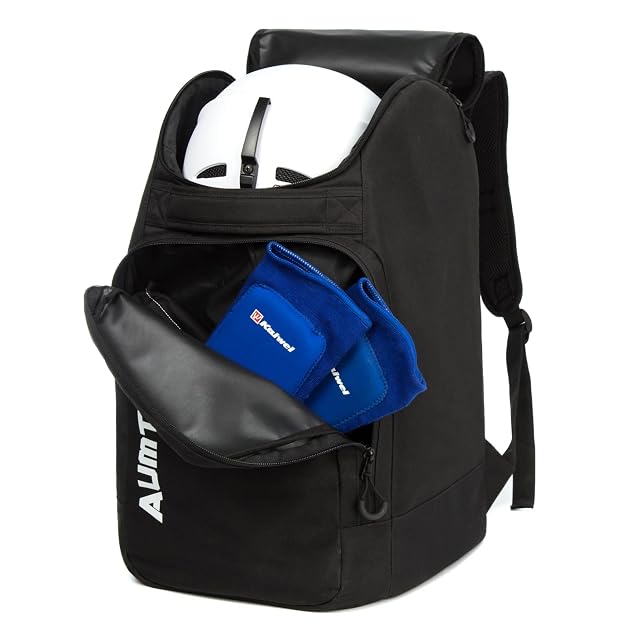 Sac à dos à chaussures de ski AUMTISC avec compartiment casque, noir