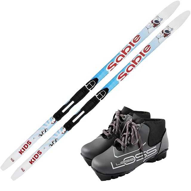 Ensemble de ski de fond enfant Skiwax Europe Panda, 120 cm, avec fixations et chaussures NNN