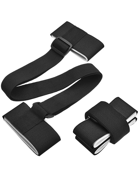 Paire de sangles de portage de skis BBTO noires réglables à boucles rembourrées