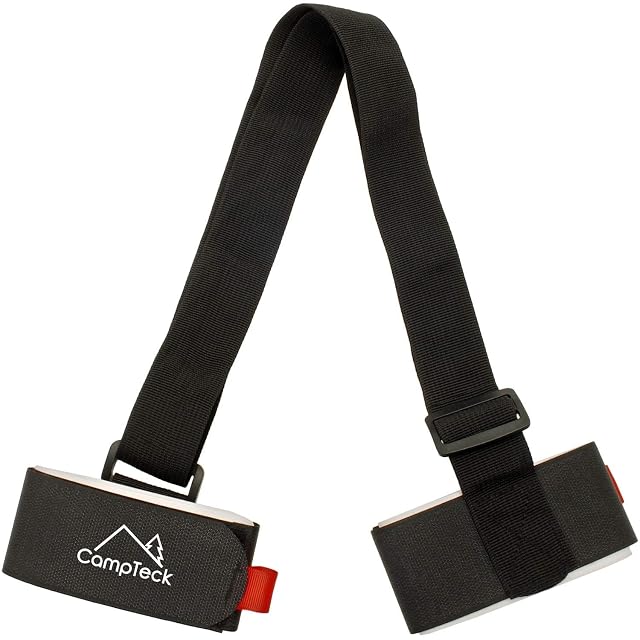 Sangle de portage de skis CampTeck U6893 noire rembourrée à boucles auto-agrippantes