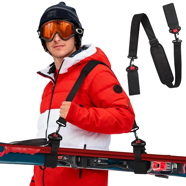 Sangle de portage de skis Gucass noire à partie d’épaule rembourrée et boucle