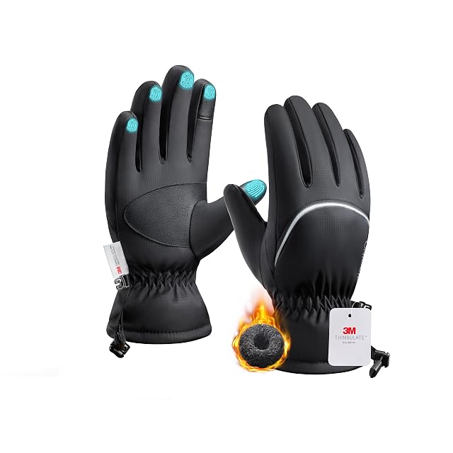Gants de ski Origem noirs à détail réfléchissant
