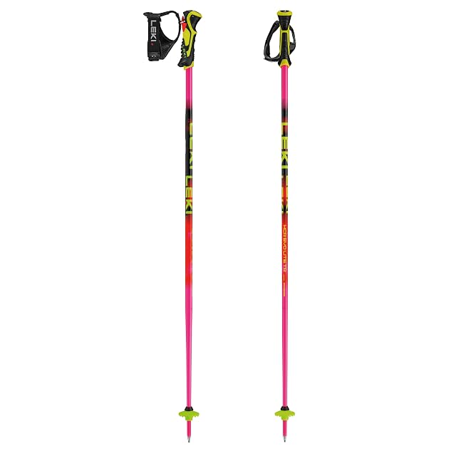 Bâtons de ski LEKI WCR Evo Lite SL TR en rose, orange et jaune fluo