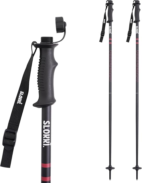 Bâtons de ski Slokki noirs à réservoirs de boisson et entonnoir en silicone