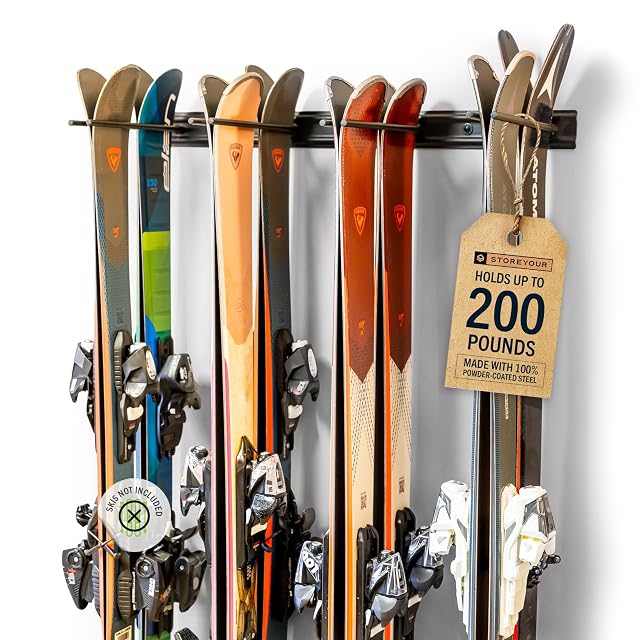 Râtelier mural à skis en acier noir StoreYourBoard pour huit paires