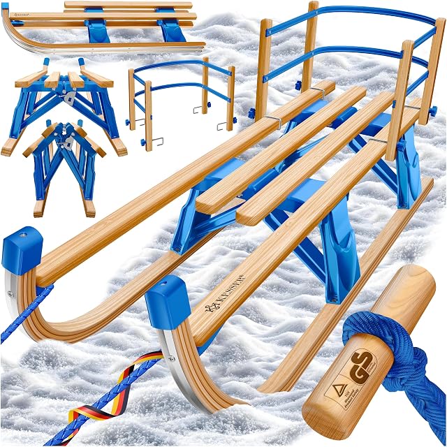 Luge davos pliante en hêtre KESSER, 110 cm, à patins métalliques
