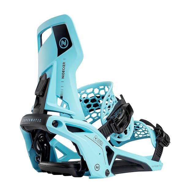 Fixation de snowboard Nidecker OG Supermatic en Escape Cyan à entrée automatique