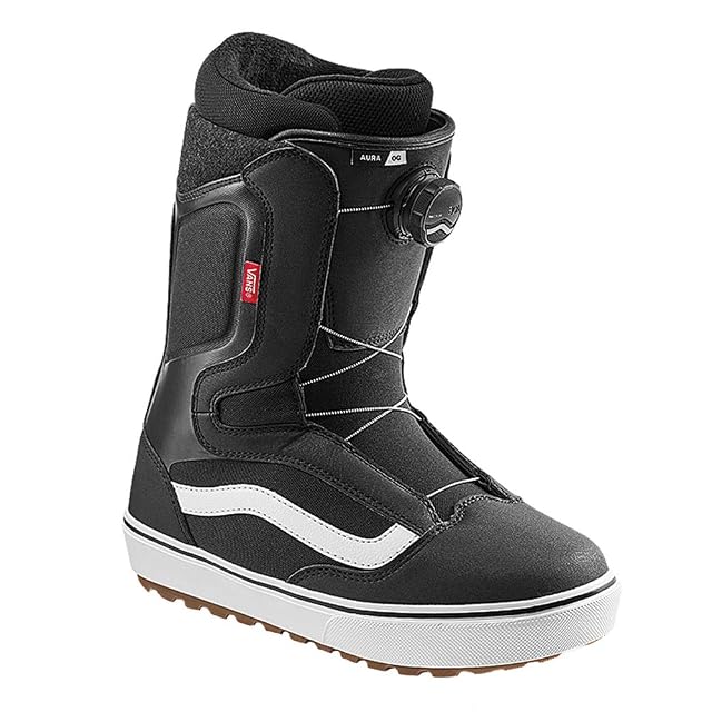Boot de snowboard Vans Aura OG noire et blanche à molette Boa